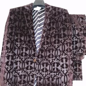 Dolce and Gabbana Velvet Embossed Suit 36R